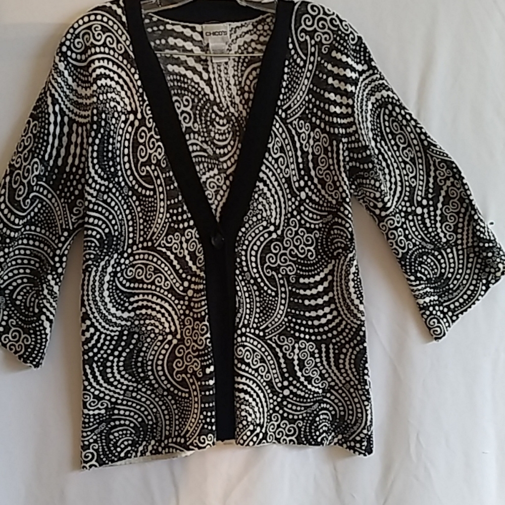 Chico Soft Knit Black and White Light Cardigan